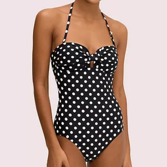 kate spade Other - Kate Spade New York Womens Black Strapless Polka Dot Print Swimsuit